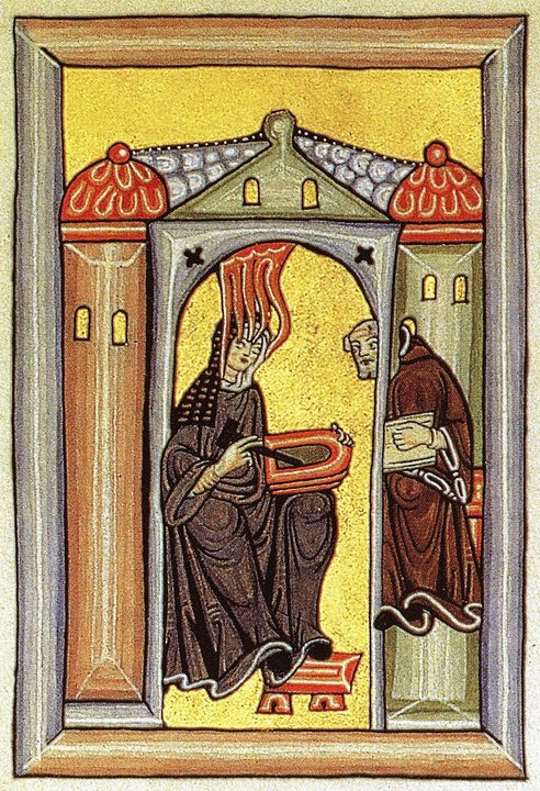 Saint Hildegard of Bingen receiving a vision